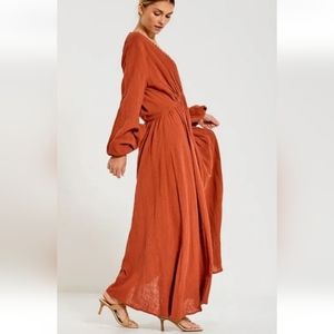 Bohemian Traders Backless Maxi Dress in Russet Cotton Boho Style! Size S NWT